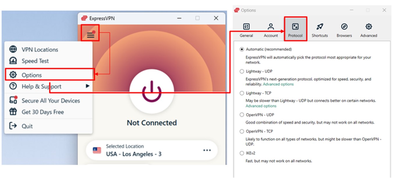 ExpressVPN Protcol Setting