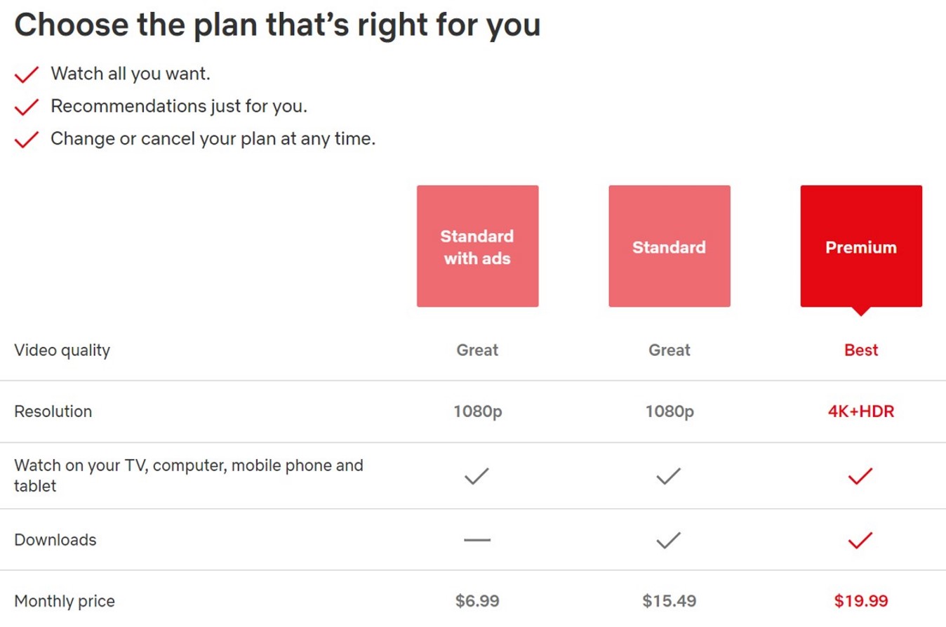 Netflix Price in the US