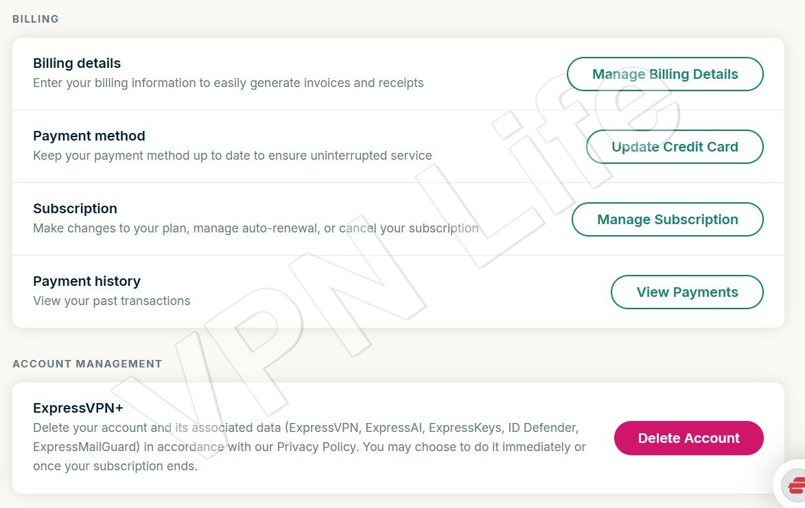 ExpressVPN退款步骤:Account & Billing中的“View Payments”